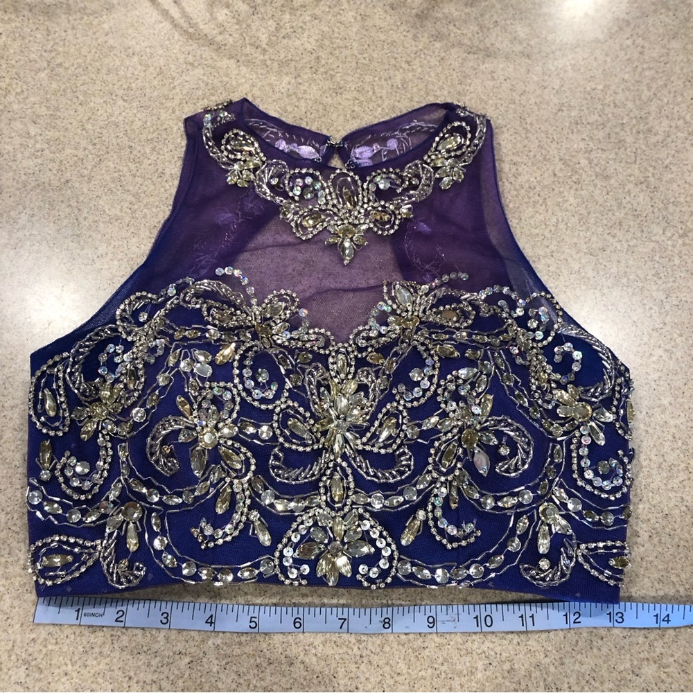 Purple beaded crop top jeweled.  Size 4 Cinderella
